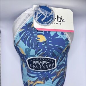 Salt Life Blue and Yellow Tropical Trucker Hat